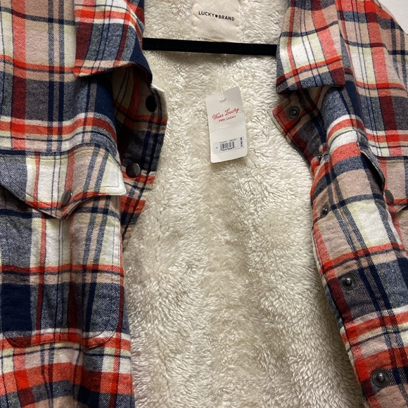 Lucky Brand Plaid Shacket - Red, Blue, Cream - Picture 4 of 10